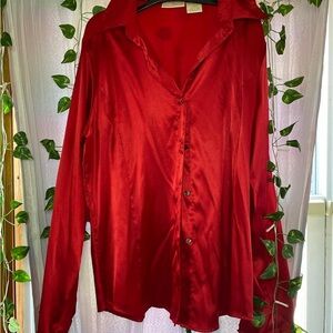 Elegant Red Satin Women's Top